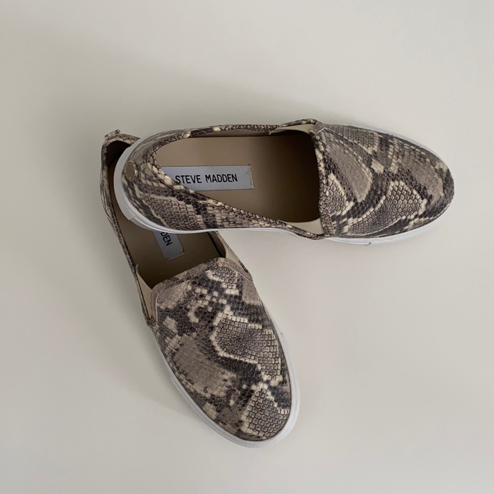 Steve Madden snake print slip ons